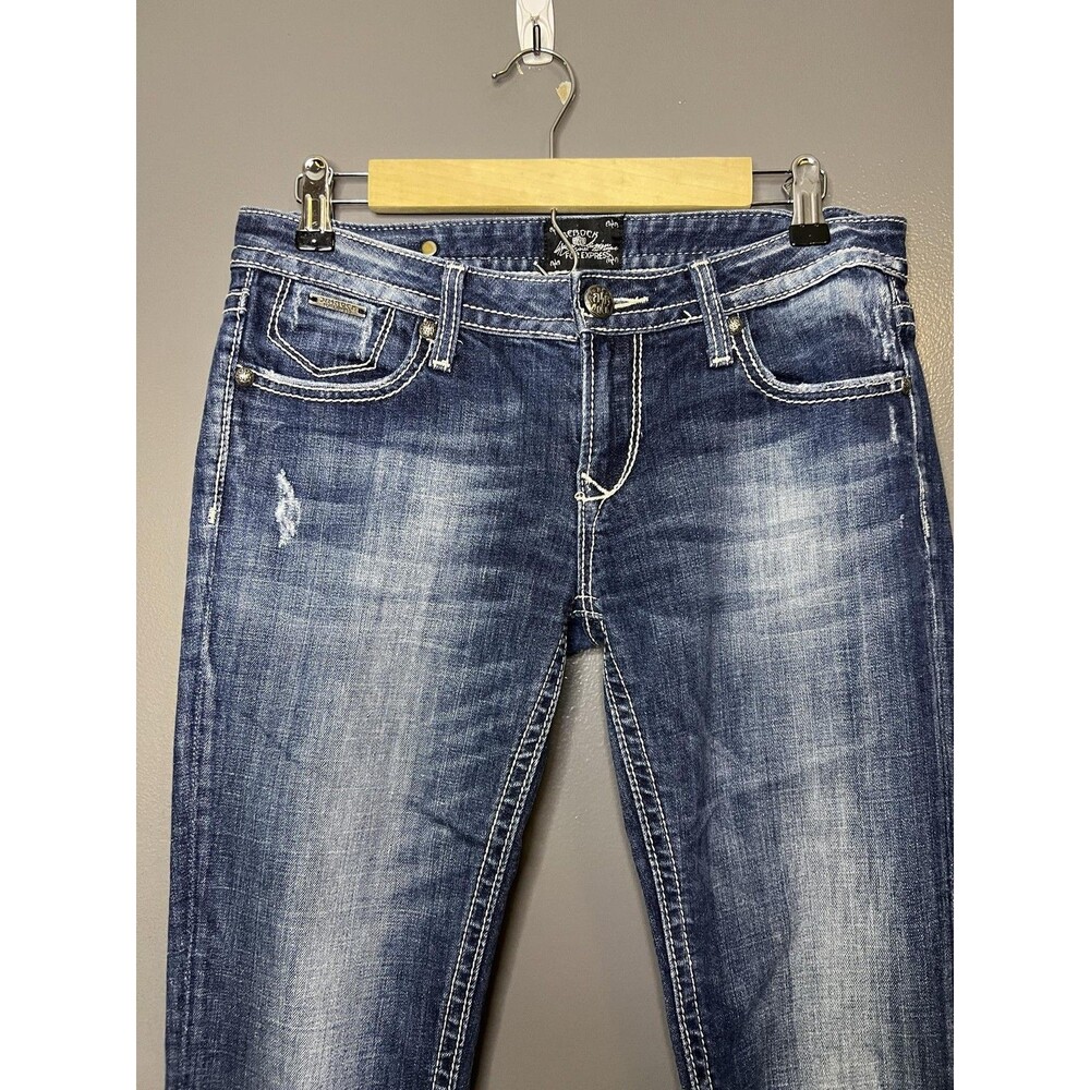 Rerock For Express Skinny Jeans Womens 6R Medium Wash Blue Distressed Denim